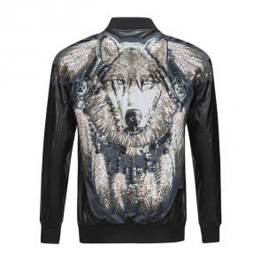 blouson en cuir homme philipp plein noir wolf back